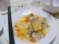 Tau Fu in mixed vegetable salsa
