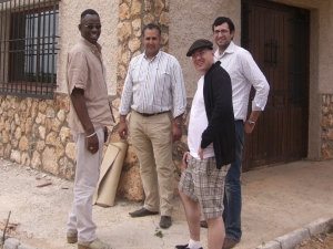 Posing in front of Tornero's hand-made winery building