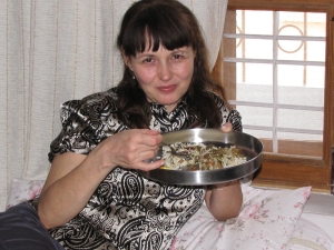 Enjoying Briyani rice